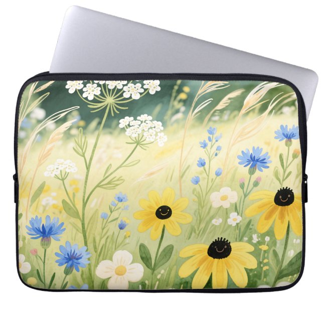 Capa Para Notebook Prado Caprichoso de Flores Silvestres  (Frente)