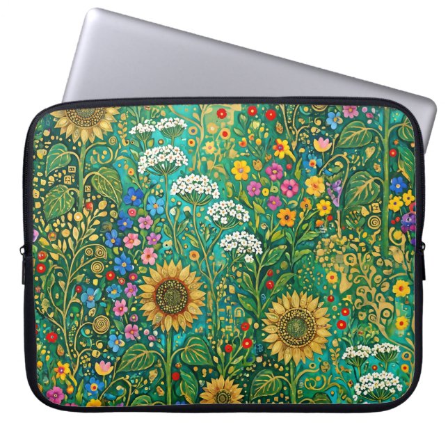Capa Para Notebook Prado de Girassóis de Klimt (Frente)