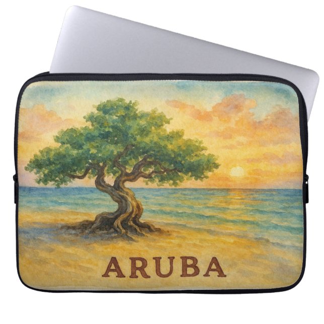 Capa Para Notebook Praia da Águia de Aruba Divi Tree Golden Hour (Frente)