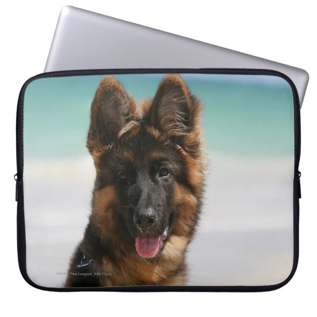 Capa Para Notebook Praia de cabelos compridos do german shepherd (Frente)