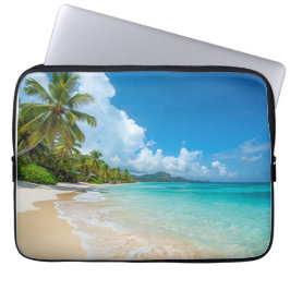 Capa Para Notebook Praia de palmeiras Oceano Tropical