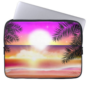Capa Para Notebook Praia Sunny Colorida do Oceano Onda Tropical
