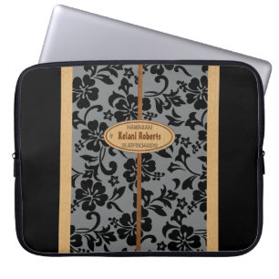 Capa Para Notebook Prancha de madeira do monograma do falso havaiano