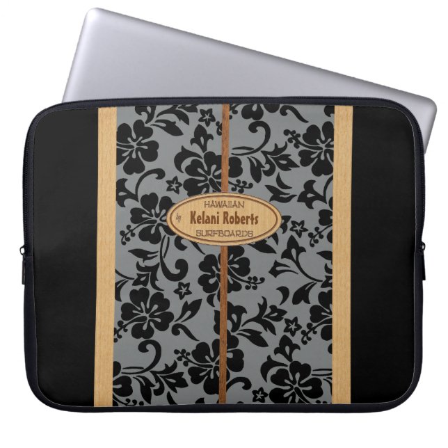 Capa Para Notebook Prancha de madeira do monograma do falso havaiano (Frente)