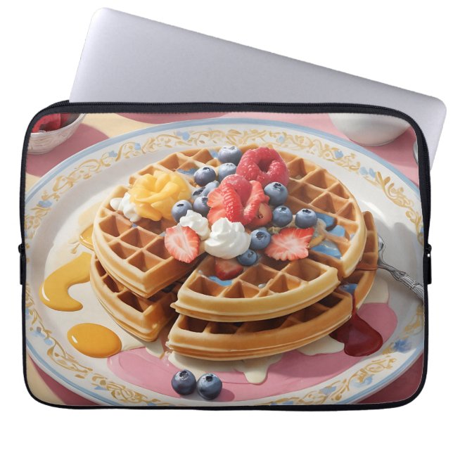 Capa Para Notebook Prato de Café da Manhã Waffle de Frutas Vermelhas (Frente)