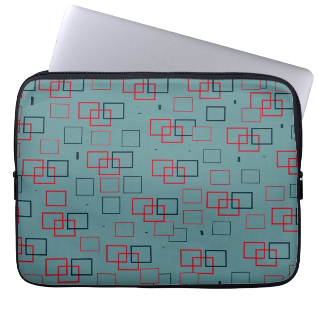 Capa Para Notebook Prazer Quadrado Vermelho e Turquesa  (Frente)