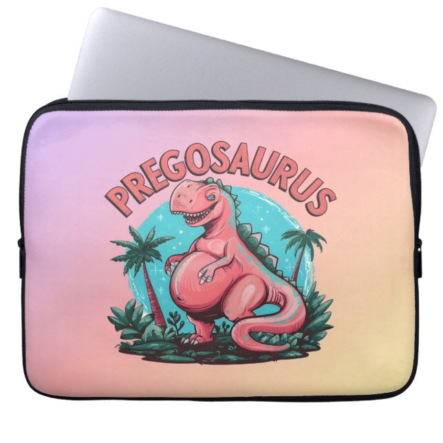 Capa Para Notebook Pregosaurus Engraçado Anúncio de Gravidez Dino Mãe (Frente)