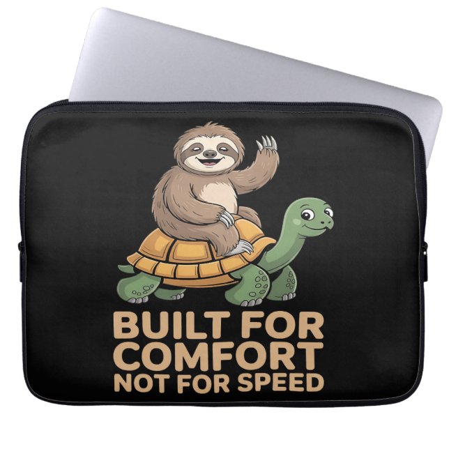 Capa Para Notebook Preguiça Engraçada Montando Tartaruga (Frente)
