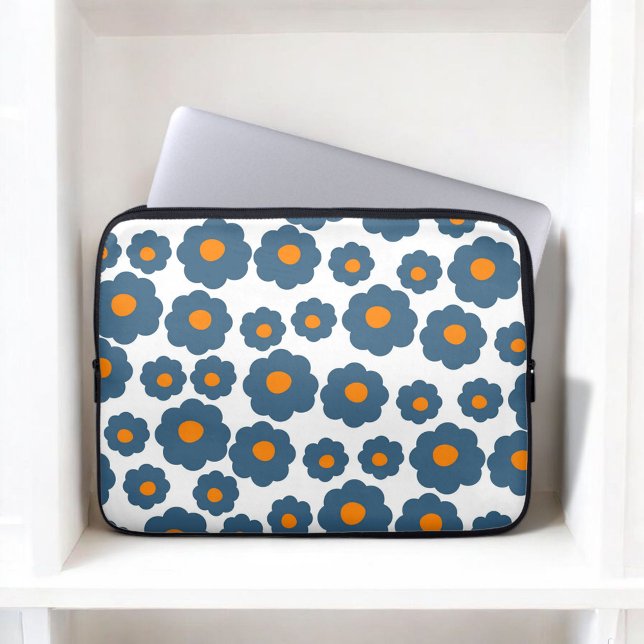 Capa Para Notebook Preppy Blue Orange Hippie Flower Laptop Sl (Criador carregado)