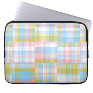 Capa Para Notebook Preppy Patchwork Olha Madras Pastel