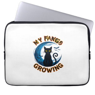 Capa Para Notebook Presas Crescentes Halloween Gato Preto Morcegos Lu