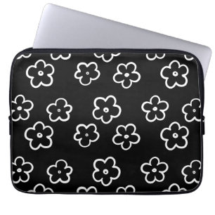 Capa Para Notebook Presente chic do Eterno Floral preto-e-branco retr