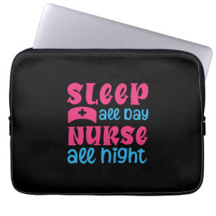 Capa Para Notebook Presente de Enfermeira Dormir O Dia Todo Enferme