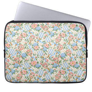 Capa Para Notebook Presente de Jogador de Pickleball Floral Azul Eleg