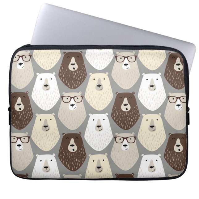 Capa Para Notebook Presente do Dia dos Pais com Urso Bonito, Urso do  (Frente)