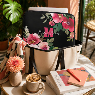 Capa Para Notebook Presente Personalizado de Nome com Flores Rosa Ele