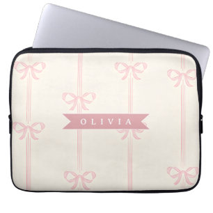 Capa Para Notebook Presente Personalizado Laço Rosa Nome Elegante Coq