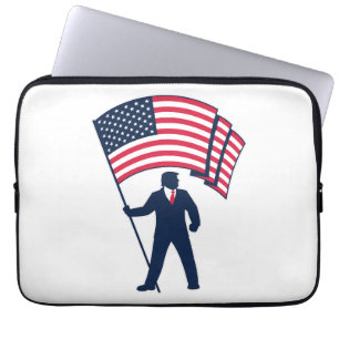Capa Para Notebook Presidente Trump Portando a Bandeira dos EUA