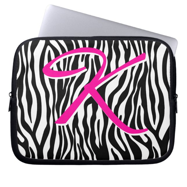 Capa Para Notebook Preto bonito k branco do monograma da bolsa de (Frente)
