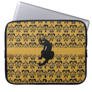 Capa Para Notebook PRETO CAT DAMASK amarelo-preto