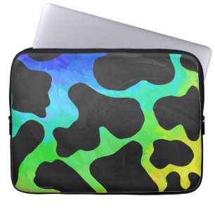Capa Para Notebook Preto da vaca e presentes do arco-íris