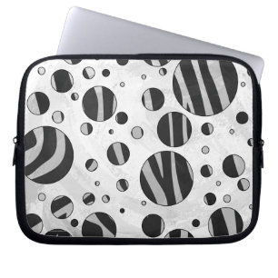 Capa Para Notebook Preto das bolinhas da zebra e luz - cinza