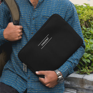 Capa Para Notebook Preto Elegante com Bolsa de laptop de Nome