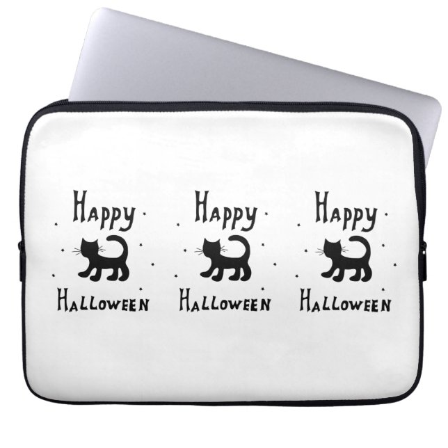 Capa Para Notebook Preto Feliz Halloween assustador (Frente)