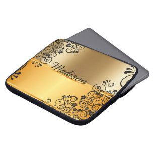 Capa Para Notebook Preto floral
