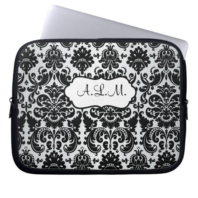 Capa Para Notebook Preto Monogrammed, a bolsa de laptop cinzenta do (Frente)