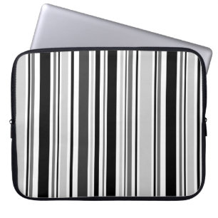 Capa Para Notebook Preto Variado, Cinzas, Stripes Brancas