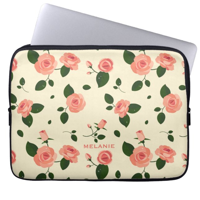 Capa Para Notebook Pretty Pink Roses Pastel Pink Pattern Personalised (Frente)