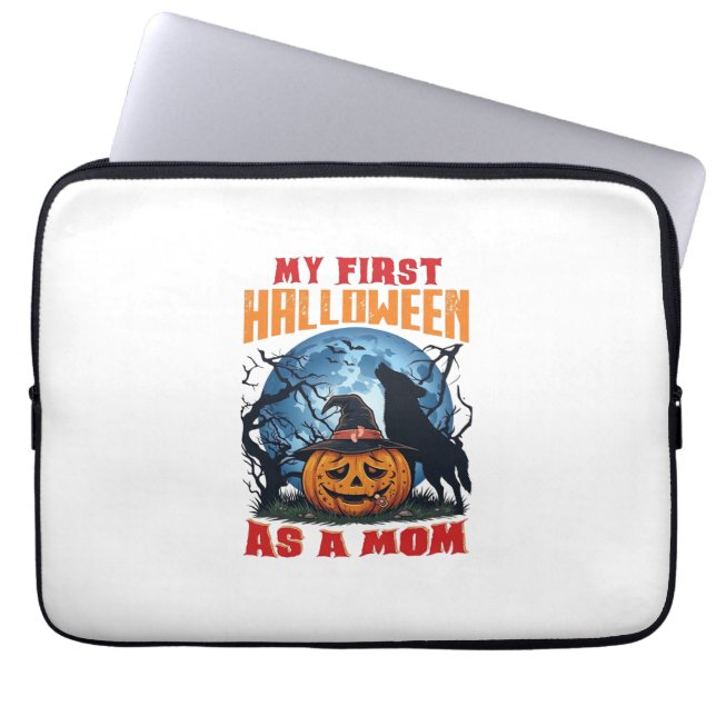 Capa Para Notebook Primeiro Halloween Como Mãe Abóbora Lobo Lua_1 (Frente)