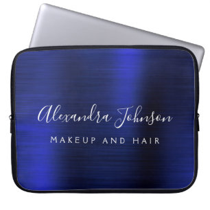 Capa Para Notebook Profissional de negócios do Monograma Metálico Azu