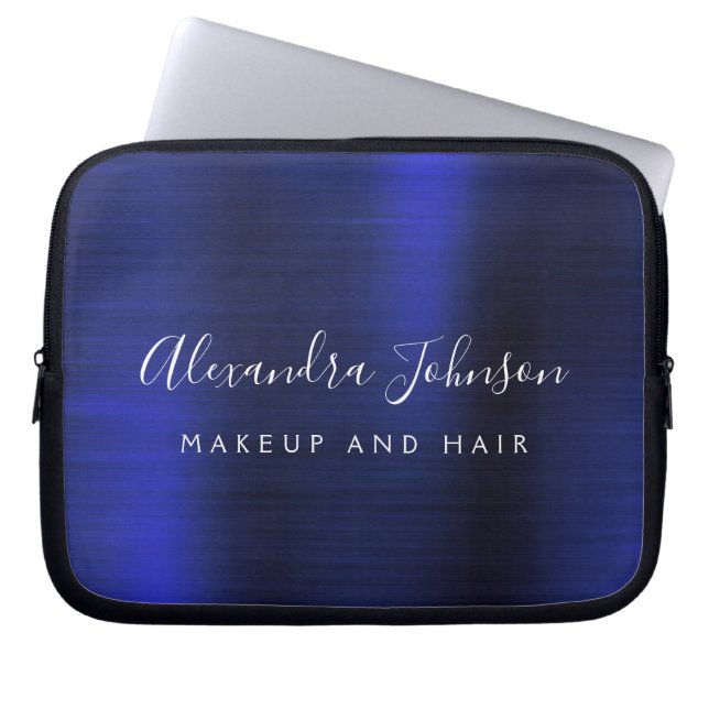 Capa Para Notebook Profissional de negócios do Monograma Metálico Azu (Frente)