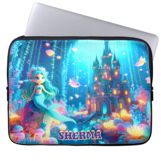Capa Para Notebook Profundidades Místicas - Sereia Chibi e Jardim Bri
