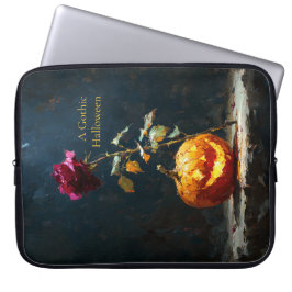 Capa Para Notebook Protetor de Laptop Abóbora e Rosa Romântica Escura