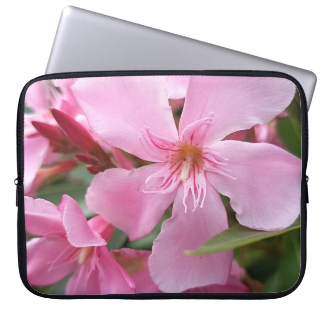 Capa Para Notebook Protetor de Laptop Floral Oleandro Rosa (Frente)