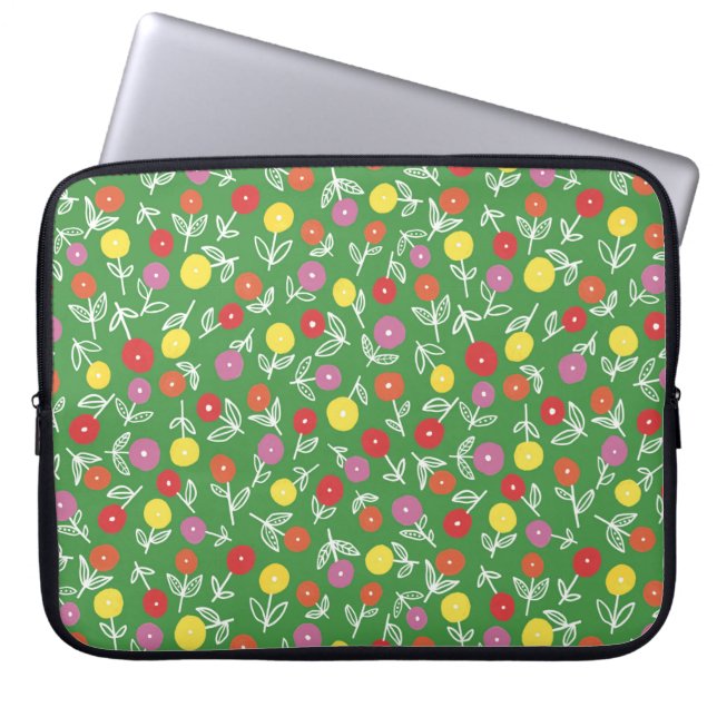 Capa Para Notebook Protetor de Laptop Floral Verde para Crianças Dits (Frente)