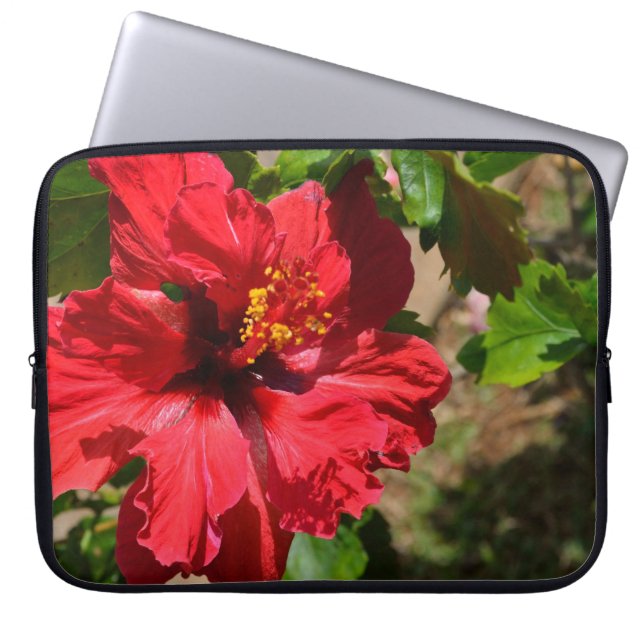 Capa Para Notebook Protetor de Laptop Hibisco Vermelho (Frente)