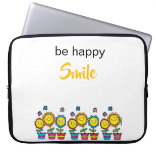 Capa Para Notebook Protetor de Laptop Seja Feliz Girassóis Floral