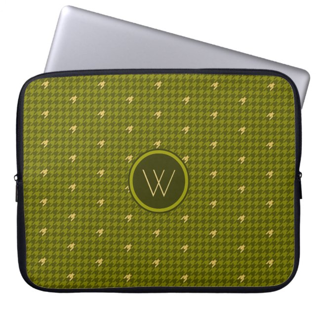 Capa Para Notebook Protetor de Laptop Xadrez com Acento Dourado em Ol (Frente)