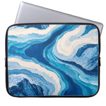 Protetores de Laptop de Geleira Azul Abstrata | Es