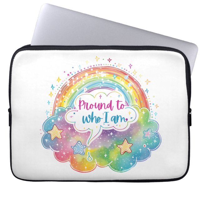 Capa Para Notebook Proud to Who I Am Rainbow Art Self Love Pride Gift (Frente)