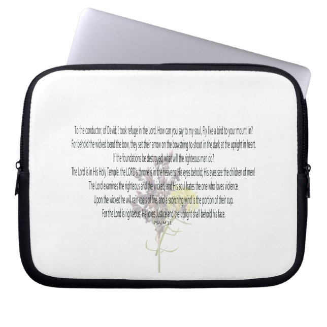 Capa Para Notebook PSALM-11, eu me refugiei no Senhor, Floral (Frente)