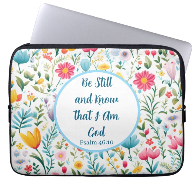 Capa Para Notebook Psalm 46:10 Floral Electronic Bag (Frente)