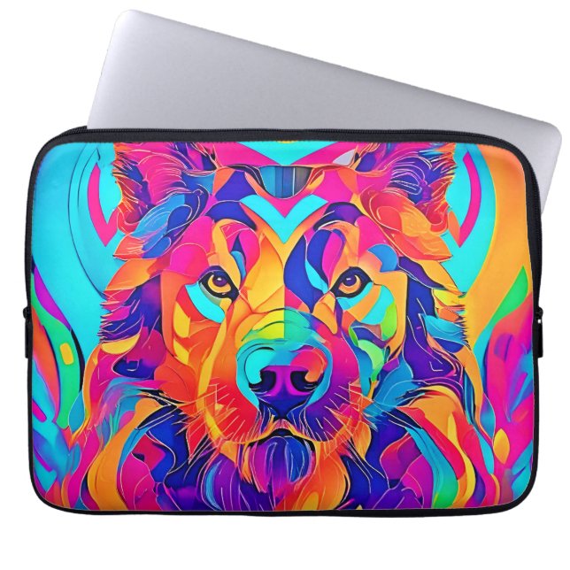 Capa Para Notebook Psychedelic Wolf Majestade (Frente)