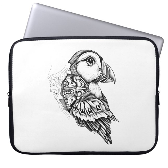 Capa Para Notebook Puffin Wild Animal Nature Ilustração Tatuagem de A (Frente)