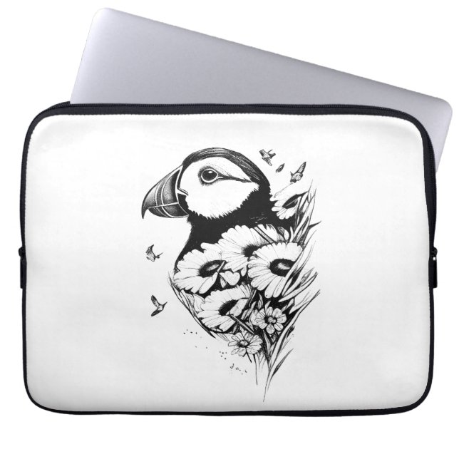 Capa Para Notebook Puffin Wild Animal Nature Ilustração Tatuagem de A (Frente)