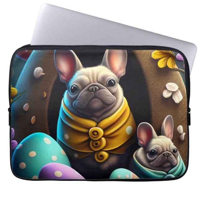 Capa Para Notebook Pug Adorável com Ovos de Páscoa Uma Celebração Div (Frente)